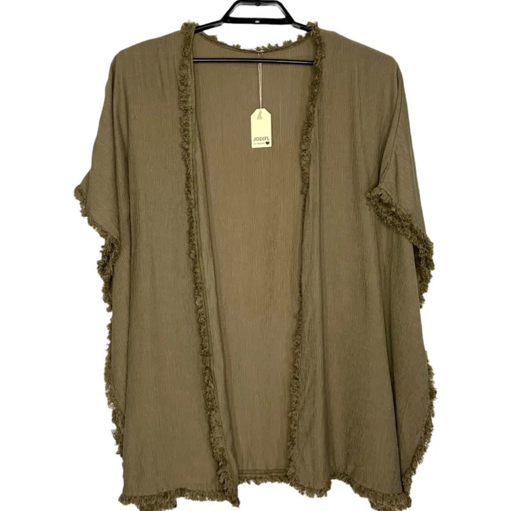 NEW Jodifl Textured Short Sleeve Cardigan | Kimono | Frayed Hems | M/L